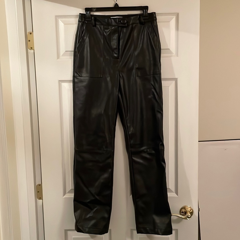 Straight leg leather pants